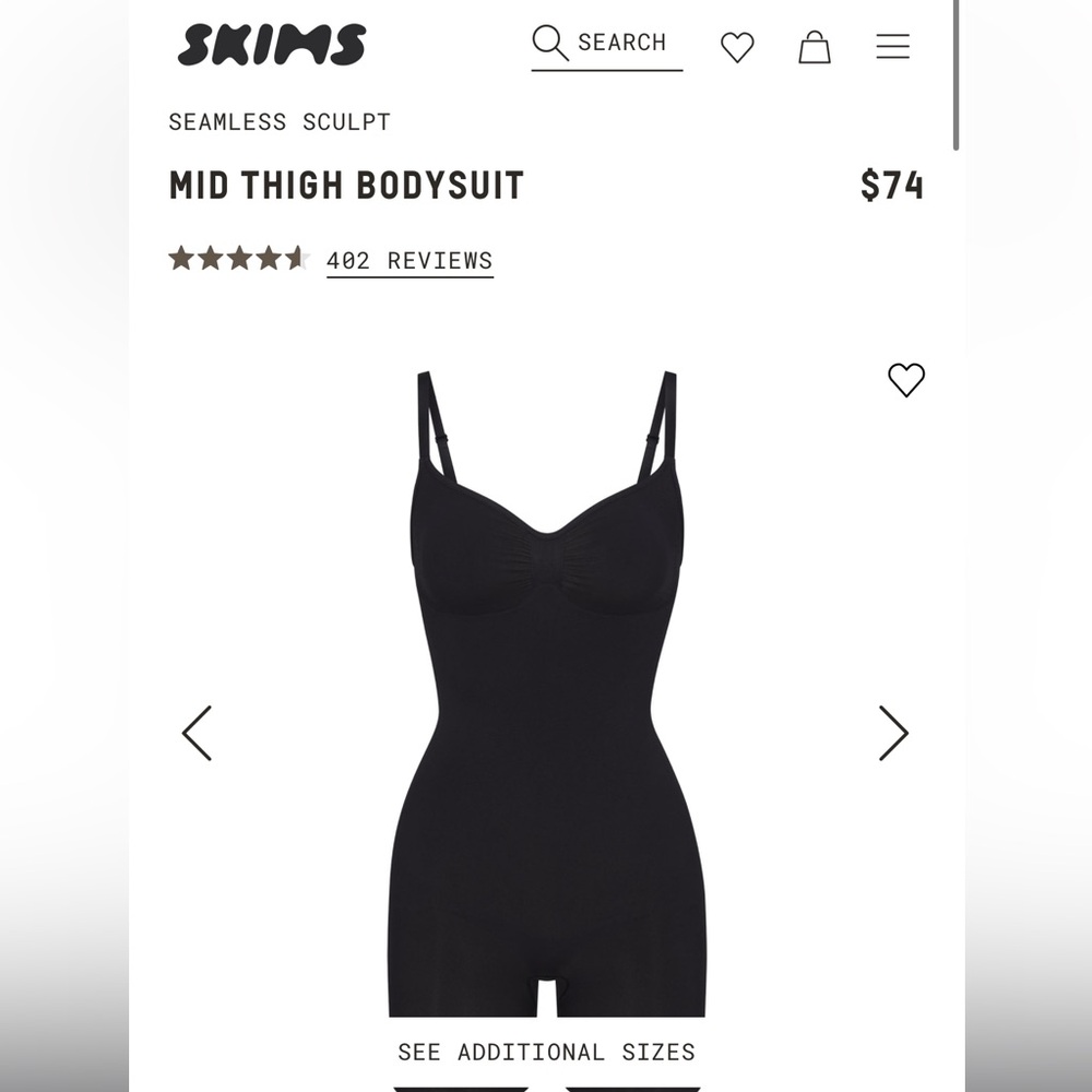 Skims mid thigh bodysuit onyx XL